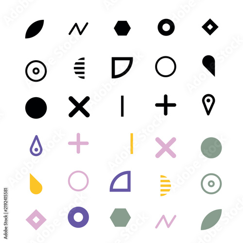 Geometric shapes vector art collection on white background.