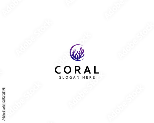 seaweed logo  coral logo  simple leaf logo  underwater plant vector  design vector