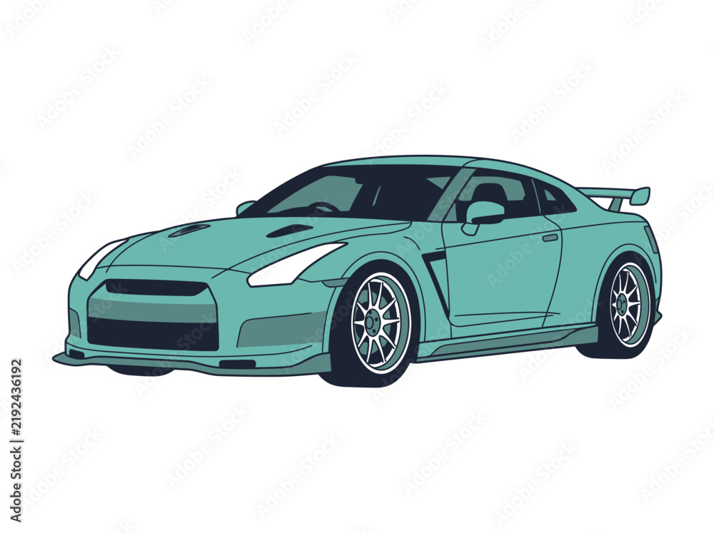 Fototapeta premium Minimalist Vector Illustration of a Sporty Coupe Car