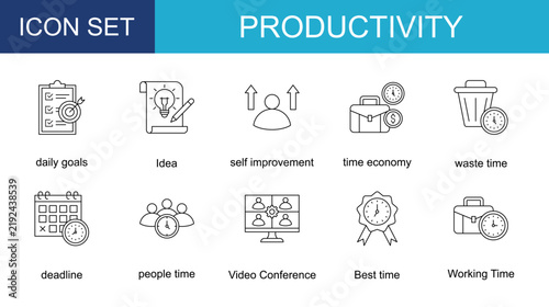 Bild auf Leinwand productivity icon collection set