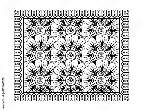 Hand drawn Indian flower henna pattern, delicate mehndi ornament for tattoo and body art