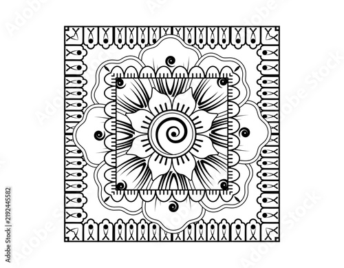 Hand drawn Indian flower henna pattern, delicate mehndi ornament for tattoo and body art