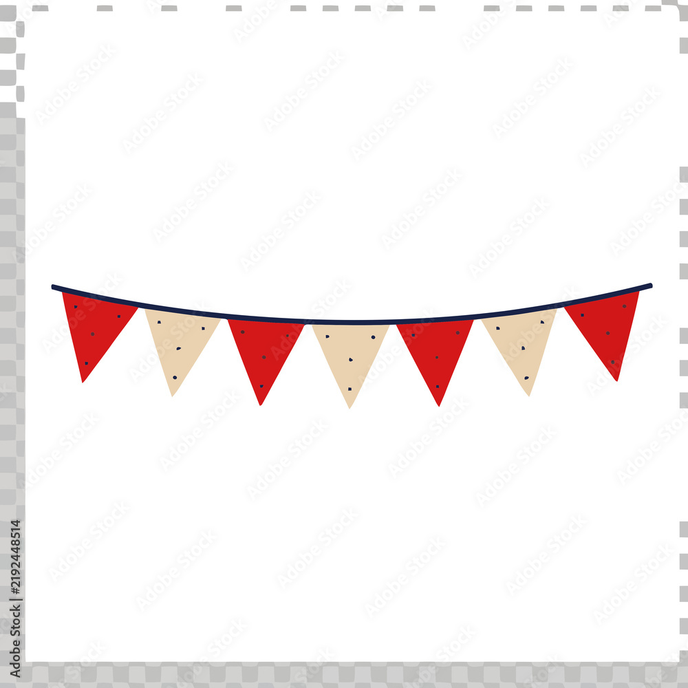 Fototapeta premium Bunting flags with dots isolated on transparent background