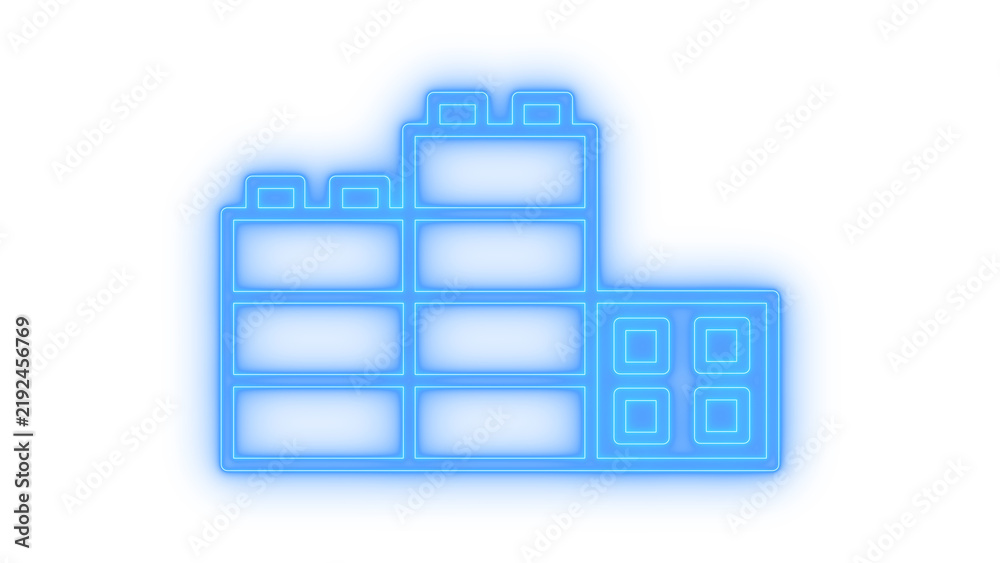 Obraz premium Colorful neon building blocks icon representing stacked plastic construction bricks for kids creative play isolated on transparent background vector illustration