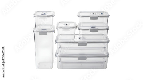 Set of clear plastic storage boxes with lids for organizing home items