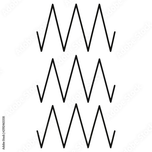 Three rows of zigzag lines
