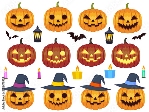 Naklejka ハロウィン・ジャックオーランタンと小物のイラストセット