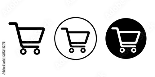 Shopping cart icon set in outline, circle and filled styles for ecommerce, retail, checkout and business design