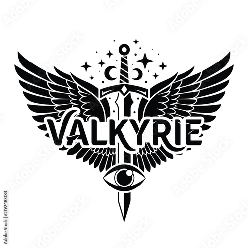 Valkyrie Symbol with Wings and Sword.