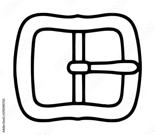 Картината върху платно Square shaped metal shoe buckle frame with contoured wavy outer edges, central u