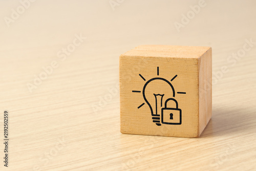 Copyright or patent concept, intellectual property. Patented brand identity license product copyright. Granting of a property right by a sovereign authority to an inventor