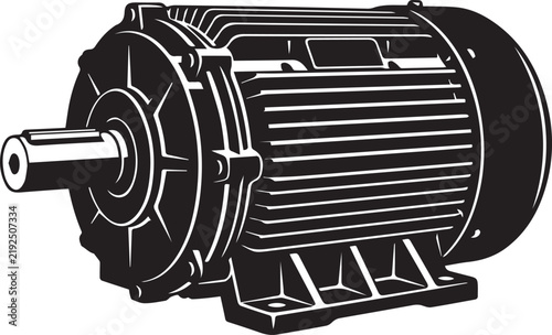 Industrial electric motor silhouette icon featuring ribbed casing design for manufacturing equipment.