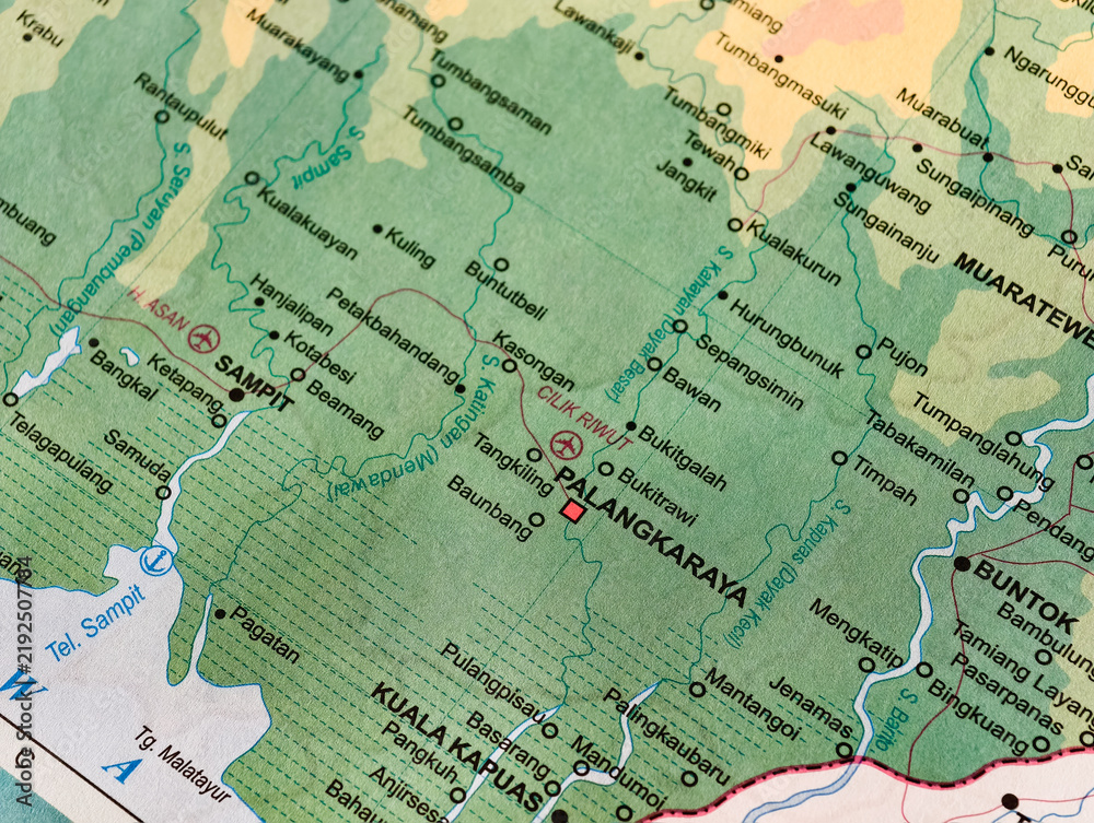 Obraz premium Map of Palangkaraya City in Central Kalimantan