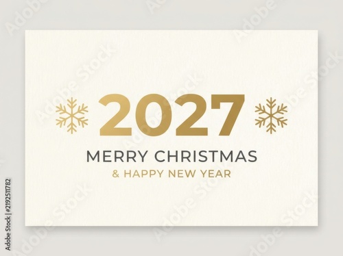 Minimalist 2027 merry christmas and happy new year greeting card