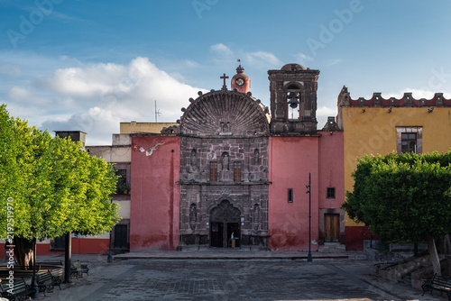 Facade of Our Lady of Health Temple in San Miguel de Allende, Guanajuato, Mexico