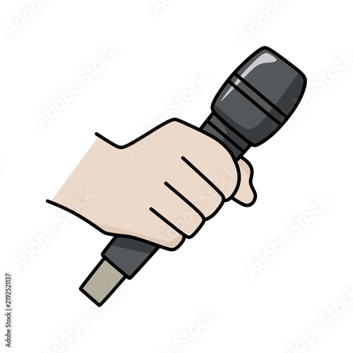 hand holding a simple black microphone
