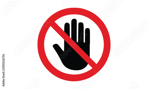 Stopped Symbol Hand Raised Red Prohibition Sign Vector