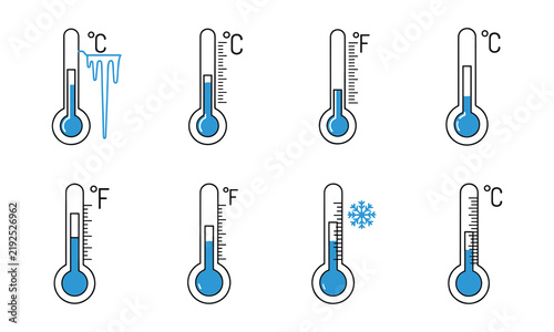 Temperature Symbol Collection Thermometer Weather Vector