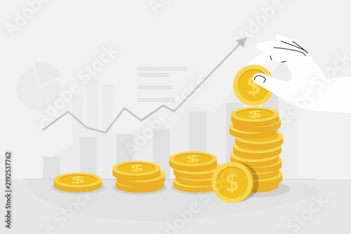 Financial growth and coin stacking investment vector illustration