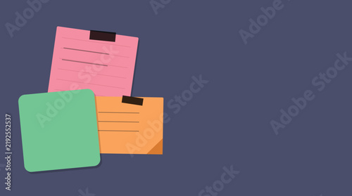 Colorful sticky notes floating in dark space