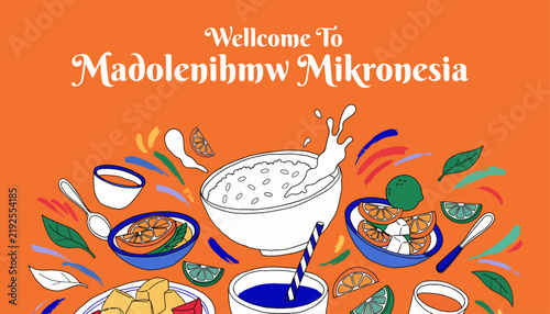 Vibrant Tropical Fruit & Food Fiesta -  Madolenihiwmw Mikronesia, Exotic Refreshment and Healthy Eating