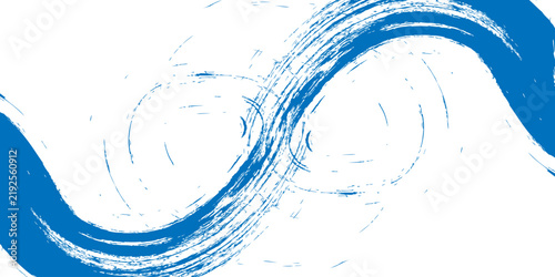 Abstract blue bold brush stroke with spray texture.