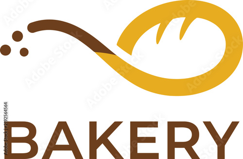 Creative Flour Trail Bakery Logo with Bread Symbol, Minimal Flat Vector