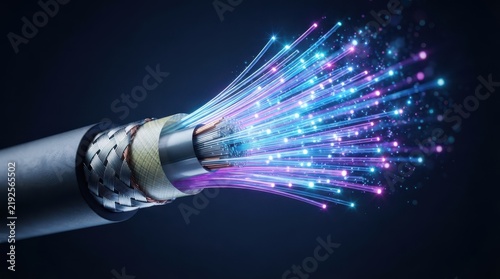 Fiber optic cable with glowing light strands