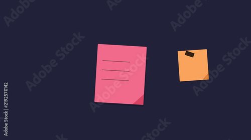 Pink sticky note with lines isolated on dark background