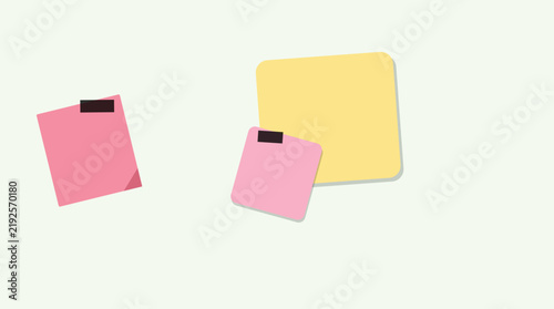 Pink sticky notes on yellow background design