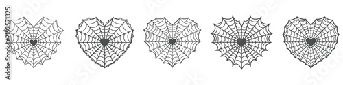 Gothic heart spiderweb designs with central heart elements for spooky theme crafts eps 10