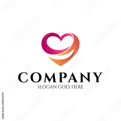 Heart or love logo template combined with S letter.