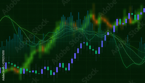 Canvastavla Complex financial market chart displaying green and blue candlestick patterns al