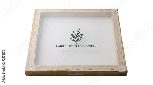 Traditional silk screen printing frame isolated on white background, ideal for textile printing craft design projects, and creative projects, high quality visuals, modern branding needs