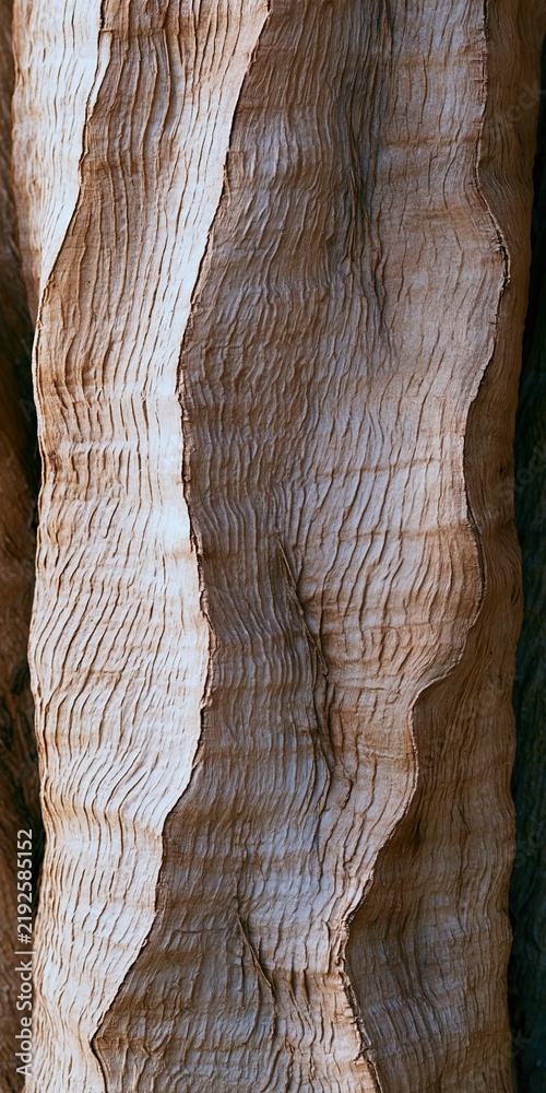 Obraz premium Close-up texture of rough tree bark with vertical