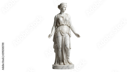Obraz na plátne Classical marble statue of a draped woman, isolated on transparent background