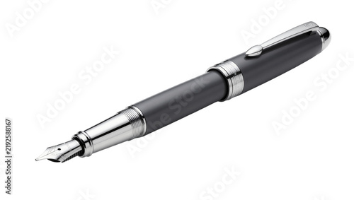 Foto Elegant gray fountain pen with silver accents, isolated on transparent backgroun