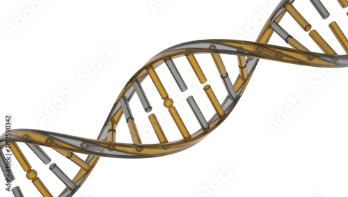 Принти на полотні Golden and grey DNA helix structure, isolated on transparent background