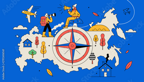 Travel concept with map and compass