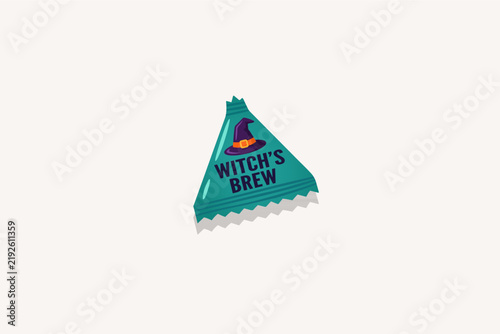 Witch Hat Witch's Brew Halloween Candy Triangular Pack Vector Illustration