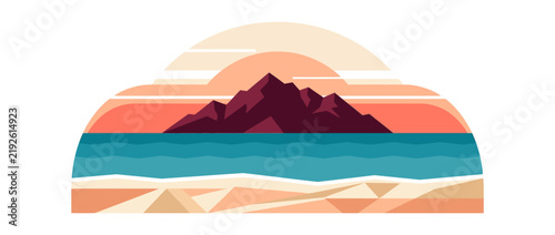 Minimalist Geometric Mountain Landscape Illustration