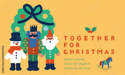 リースとくるみ割り人形が並ぶ「TOGETHER FOR CHRISTMAS」バナーデザイン