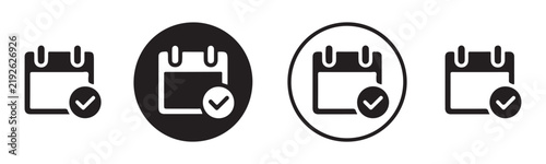Black calendar icons with various symbols for scheduling appointment time and event management tools.