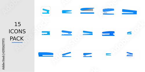 Blue Flat Stapler Icon – Solid Blue Vector Symbol for Apps, Websites, UI Kits, Mobile Interfaces, Presentations, Infographics and Modern Digital Design Projects