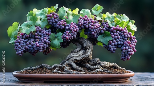 Bonsai tree with grapes