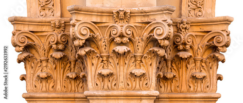 Ornate Classical Architectural Corinthian Capital Detail.
