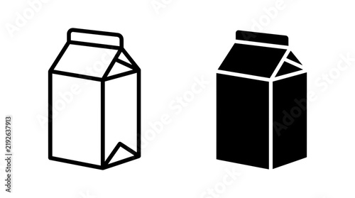 Milk carton icon line and filled minimalist style