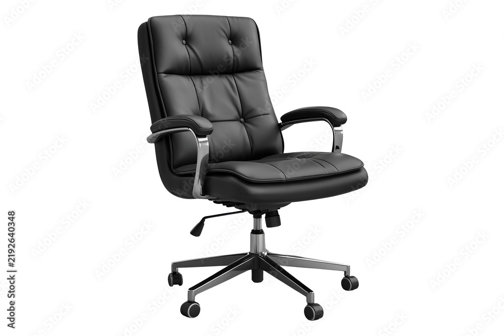 Obraz premium Black leather executive chair with padded armrests