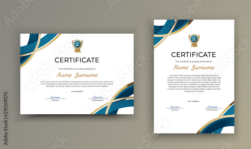 Elegant Corporate Diploma Design with Clean Geometric Wave Shapes