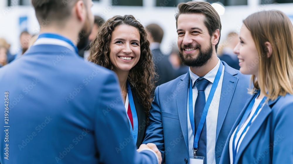Obraz premium Business agreement is represented by professionals shaking hands after a discussion or negotiation. It communicates trust, commitment, and a successful deal.